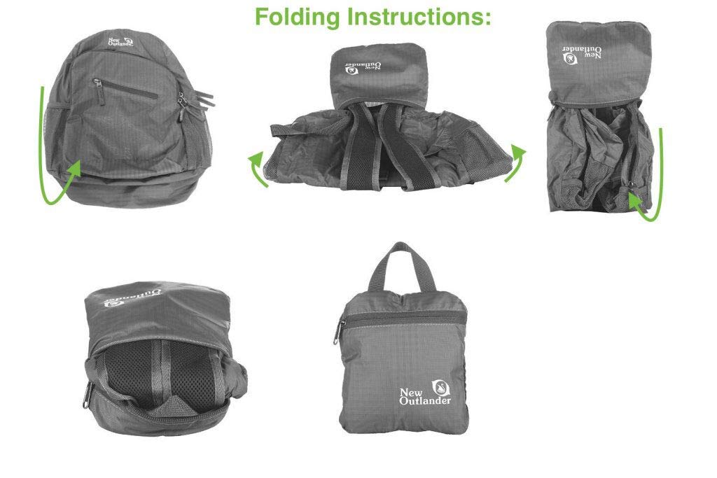 Outlander Packable Handy Lightweight Travel Hiking Backpack Daypack-Grey-L