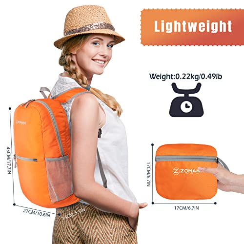 ZOMAKE Ultra Lightweight Hiking Backpack 20L - Packable Small Backpacks Water Resistant Daypack for Women Men(Black)