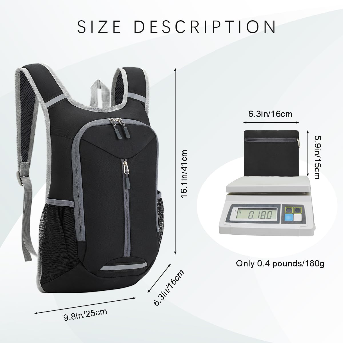 WEREWOLVES 15L Small Hiking Backpack, Travel Lightweight Foldable Packable Casual Outdoor Daypack