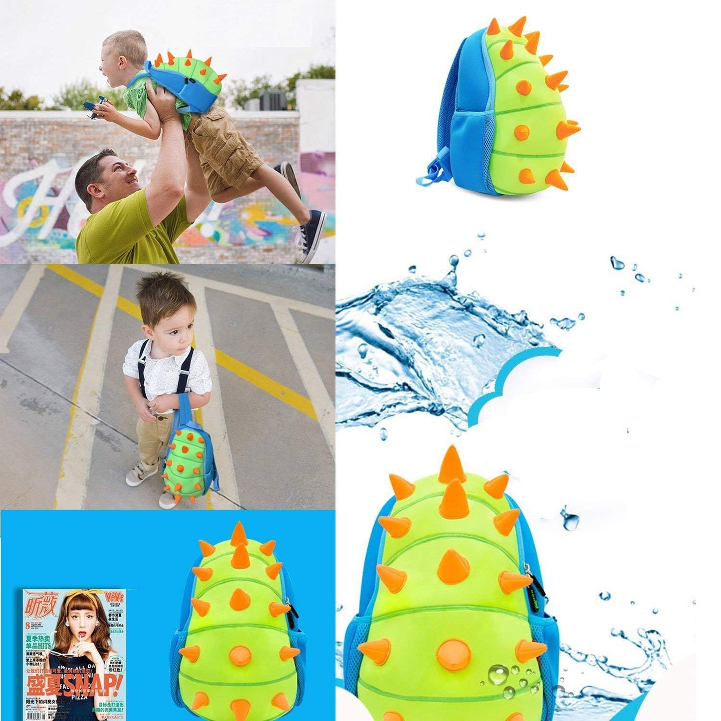 yisibo Dinosaur Hippo Kids Toddler Backpack for Boys Girls Lightweight Waterproof Preschool Travel Schoolbag for 2-7 Years