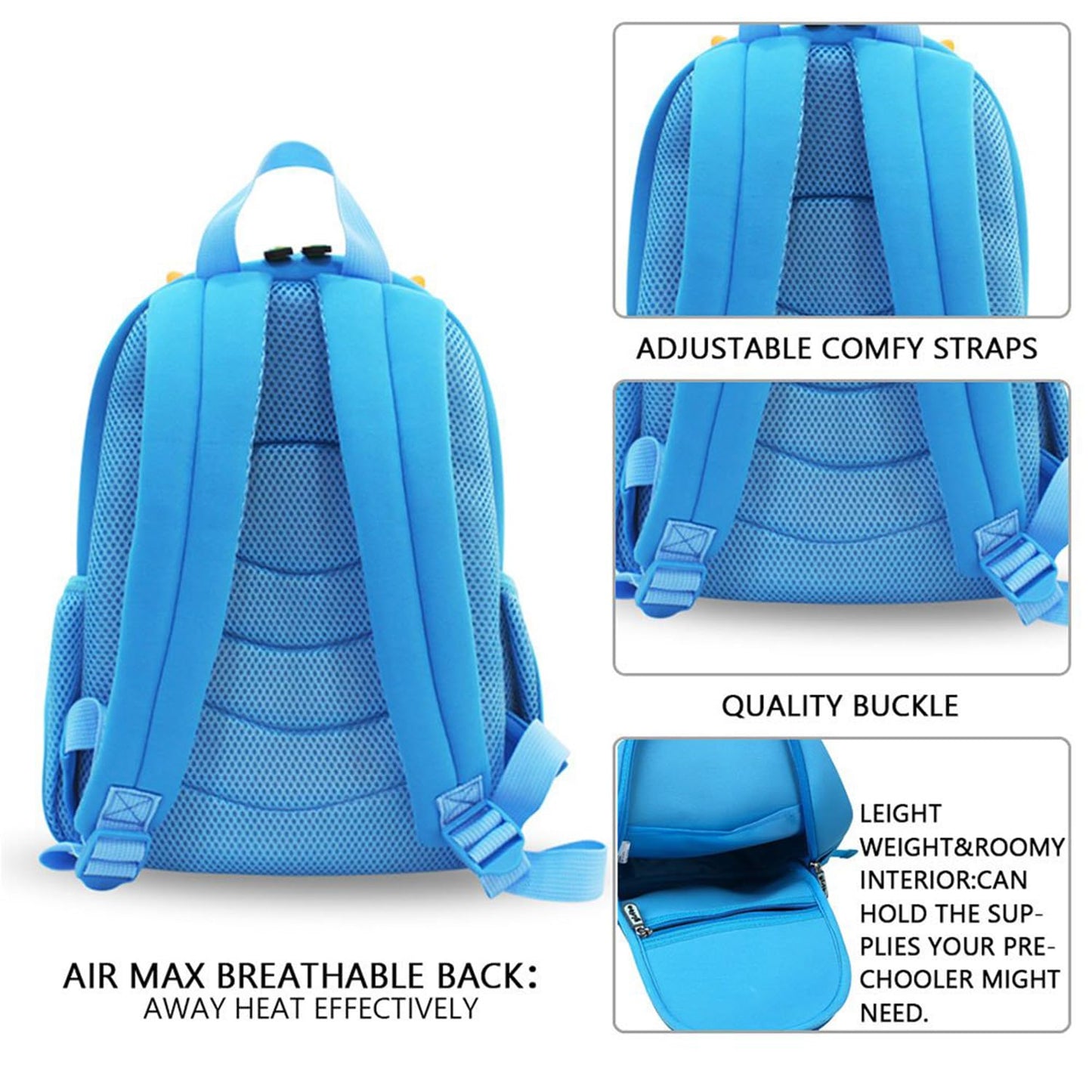 yisibo Dinosaur Hippo Kids Toddler Backpack for Boys Girls Lightweight Waterproof Preschool Travel Schoolbag for 2-7 Years