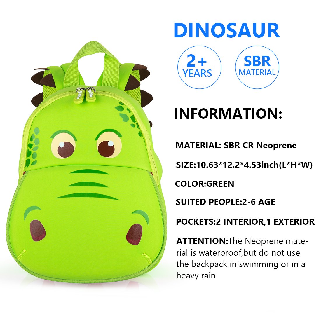 yisibo Dinosaur Hippo Kids Toddler Backpack for Boys Girls Lightweight Waterproof Preschool Travel Schoolbag for 2-7 Years