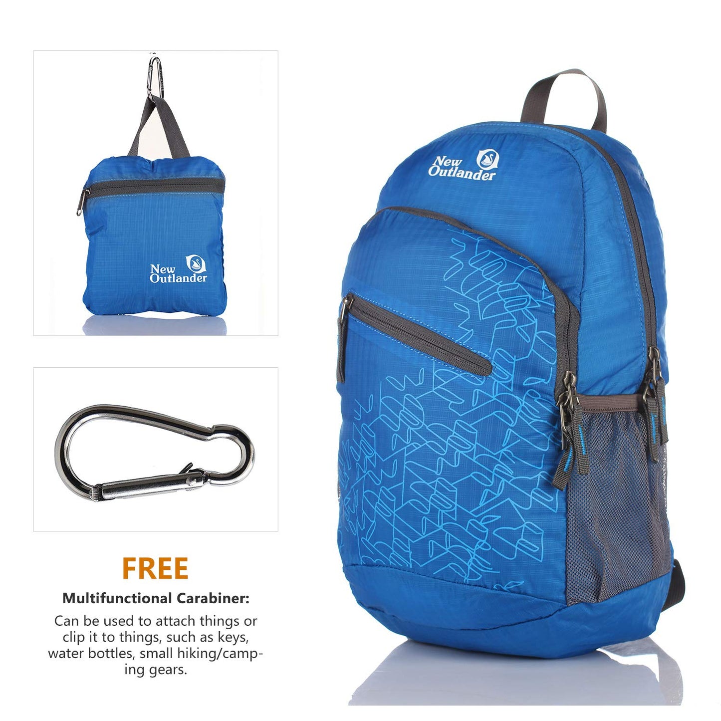 Outlander Packable Handy Lightweight Travel Hiking Backpack Daypack-Grey-L