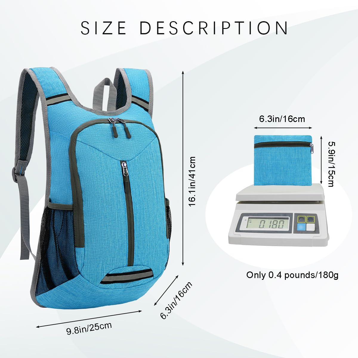 WEREWOLVES 15L Small Hiking Backpack, Travel Lightweight Foldable Packable Casual Outdoor Daypack