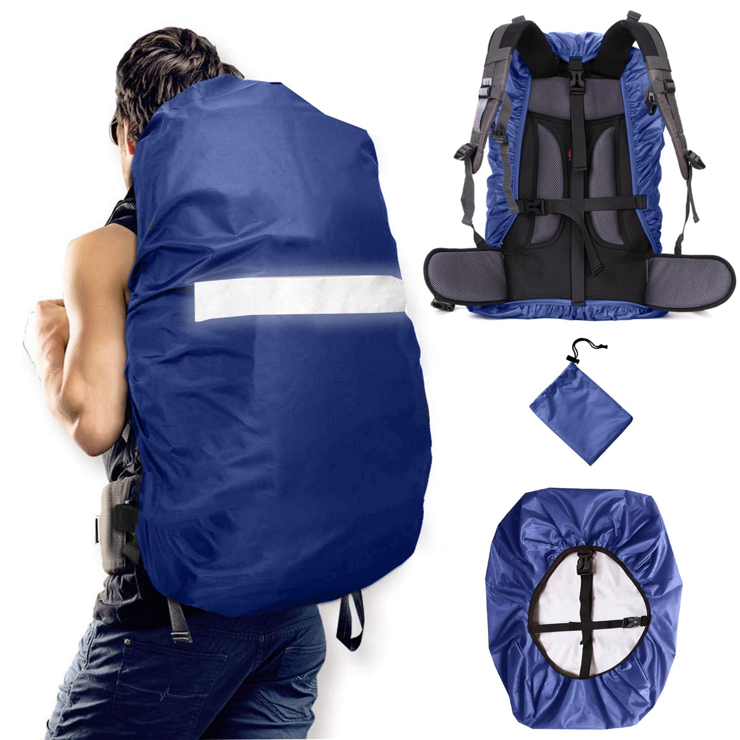 Waterproof Backpack Rain Cover,8000mm Waterproof Level,Upgraded with Reflective,Anti-Slip Cross Buckle Straps,Ultra-Strong Multilayer Structure for Hiking,Biking,Camping,Outdoor, Traveling