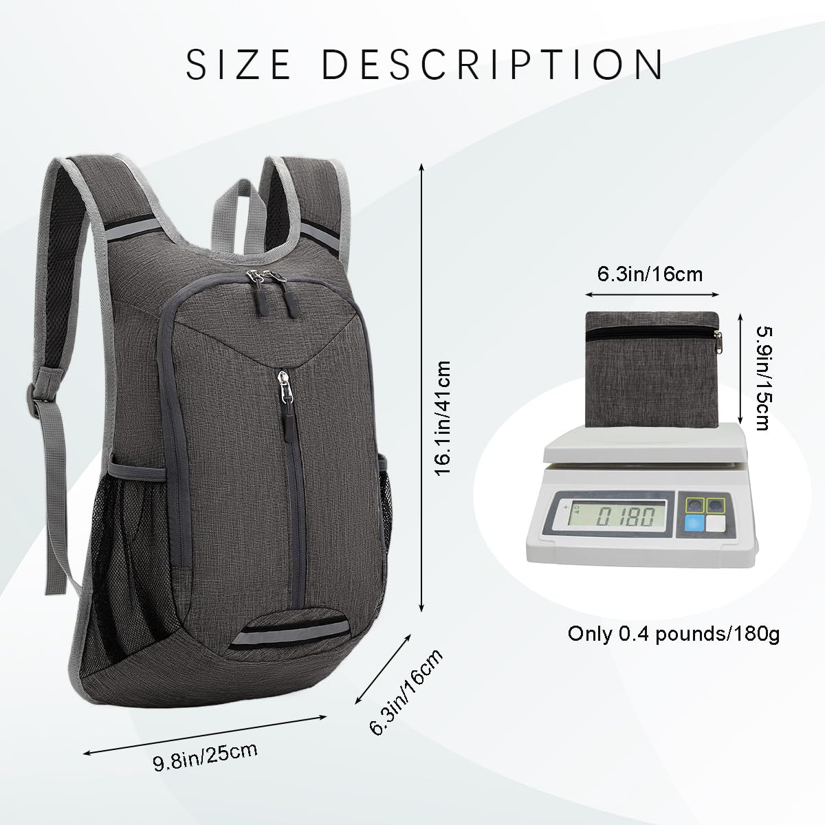 WEREWOLVES 15L Small Hiking Backpack, Travel Lightweight Foldable Packable Casual Outdoor Daypack
