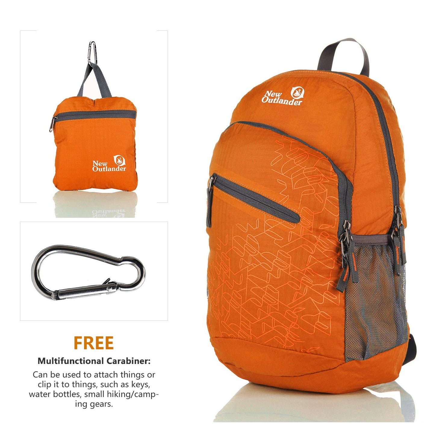 Outlander Packable Handy Lightweight Travel Hiking Backpack Daypack-Grey-L