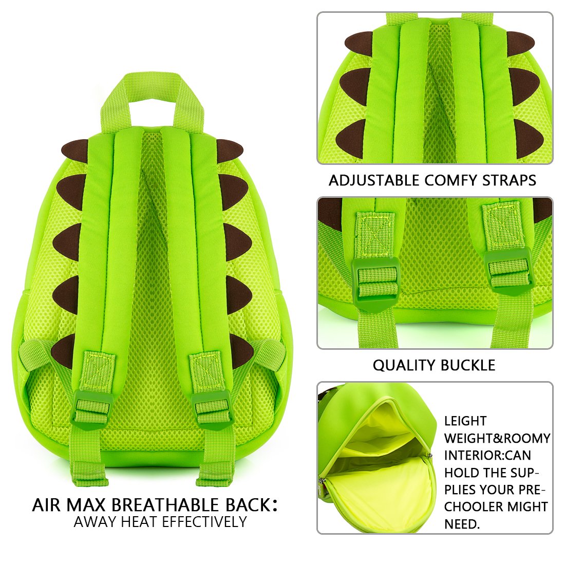 yisibo Dinosaur Hippo Kids Toddler Backpack for Boys Girls Lightweight Waterproof Preschool Travel Schoolbag for 2-7 Years
