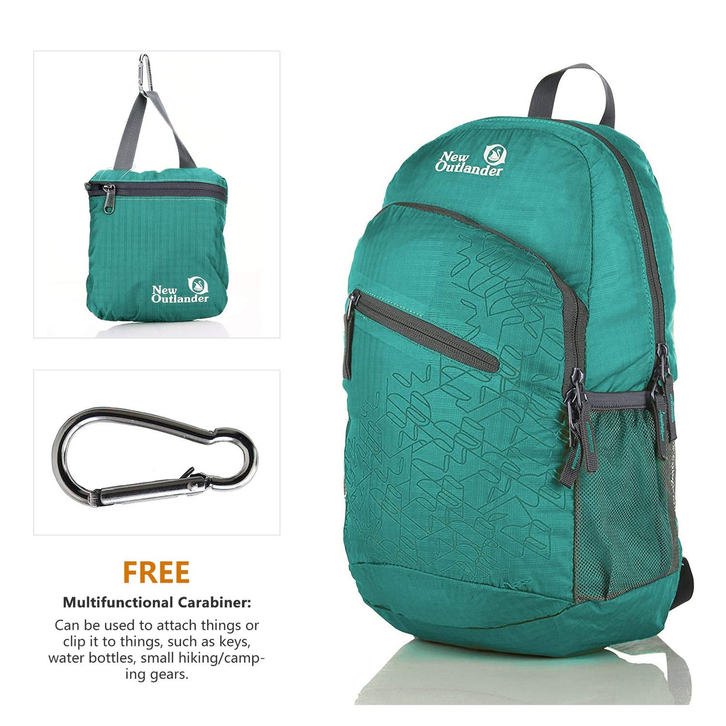 Outlander Packable Handy Lightweight Travel Hiking Backpack Daypack-Grey-L