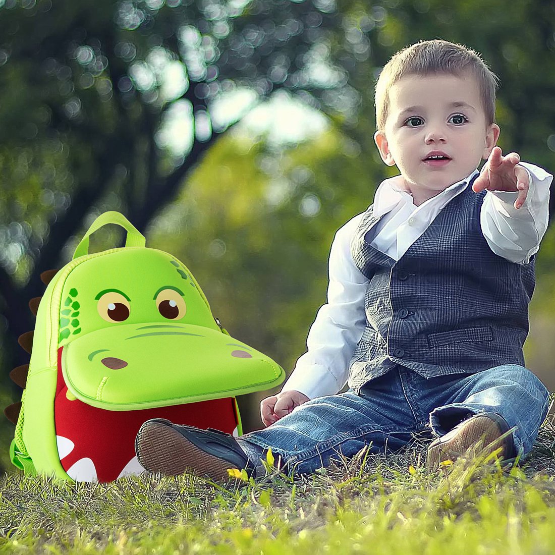 yisibo Dinosaur Hippo Kids Toddler Backpack for Boys Girls Lightweight Waterproof Preschool Travel Schoolbag for 2-7 Years