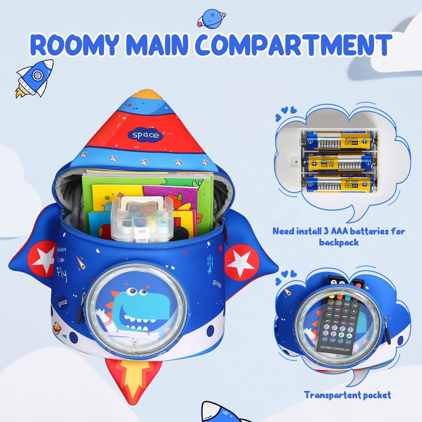 yisibo Dinosaur Hippo Kids Toddler Backpack for Boys Girls Lightweight Waterproof Preschool Travel Schoolbag for 2-7 Years