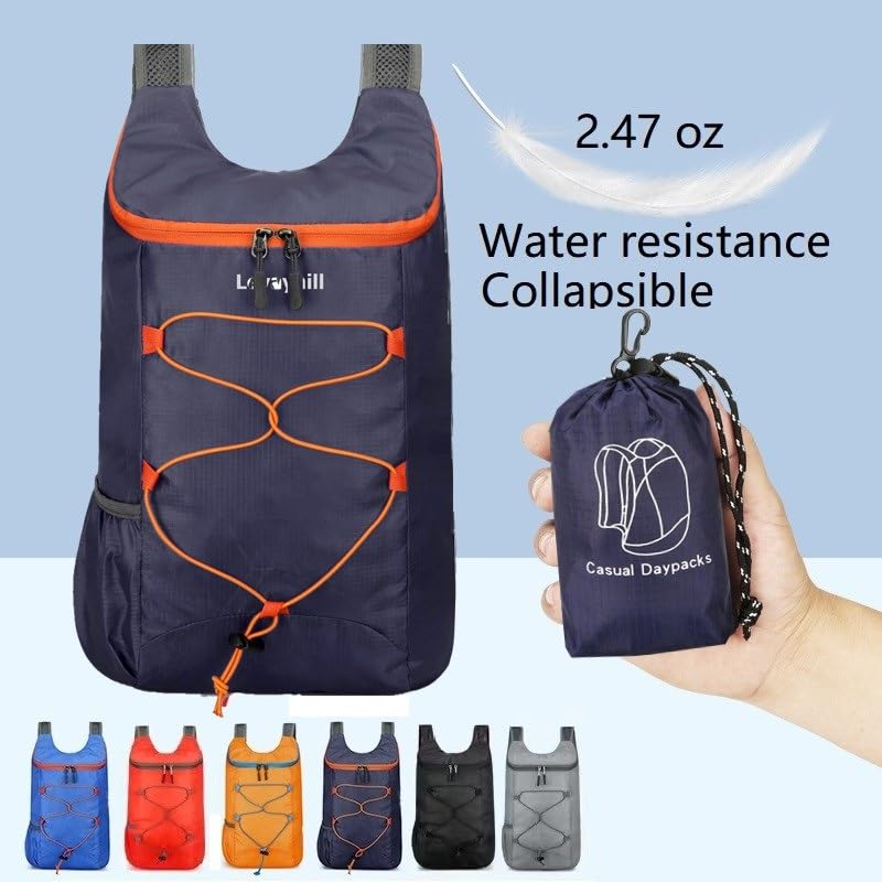 16L Hiking-Daypack Lightweight-Foldable Travel-Backpack Water-Resistant Camping Outdoor Packable Easy Carry-on Bag (Dark Blue)