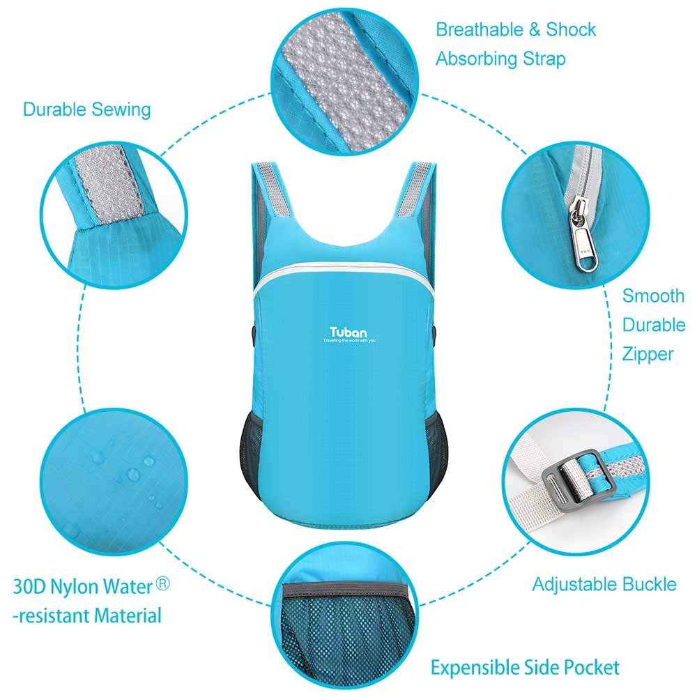 Ultra Lightweight Packable Water Resistant Backpack for Travel Camping Outdoor Hiking Daypack