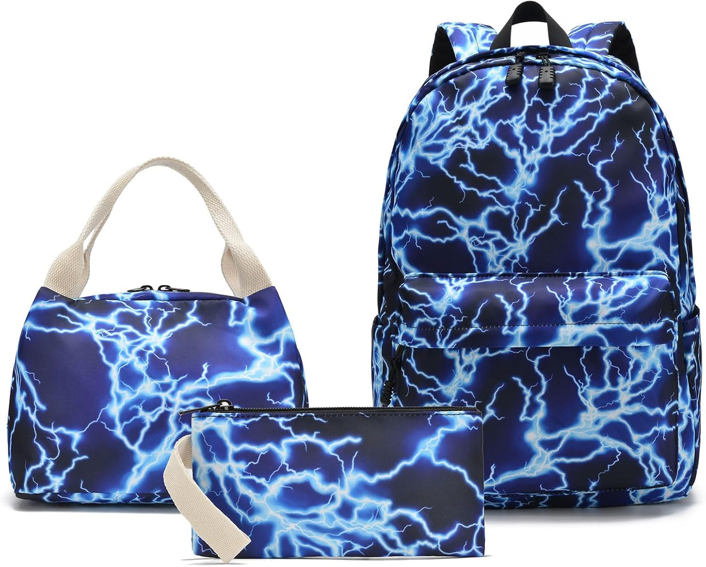 School Backpack for Boys Lightweight Kids Backpack Lightning Bookbag Travel Daypack Water Resistant Laptop Backpack With Lunch Bag Pencil Case
