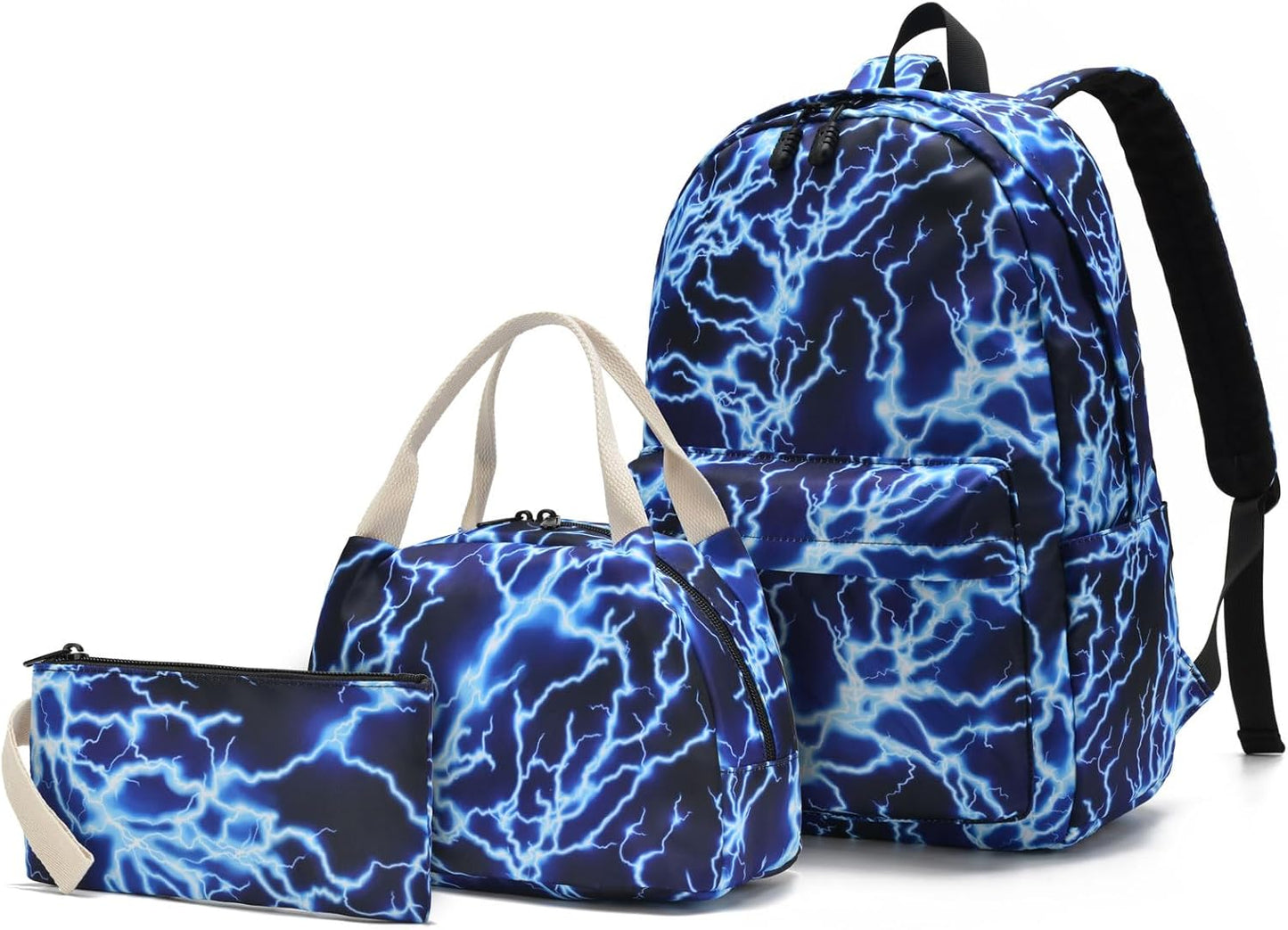 School Backpack for Boys Lightweight Kids Backpack Lightning Bookbag Travel Daypack Water Resistant Laptop Backpack With Lunch Bag Pencil Case