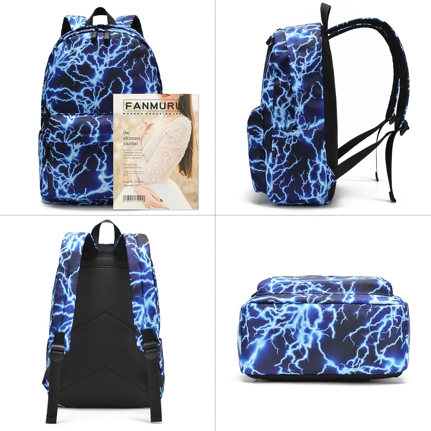 School Backpack for Boys Lightweight Kids Backpack Lightning Bookbag Travel Daypack Water Resistant Laptop Backpack With Lunch Bag Pencil Case