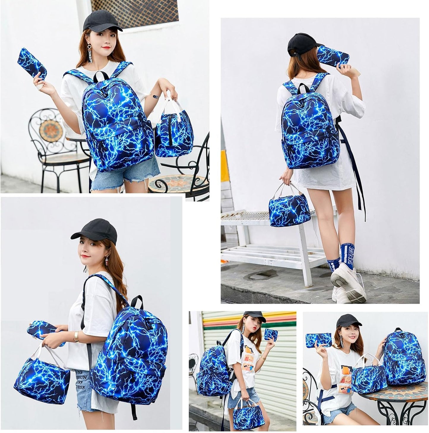 School Backpack for Boys Lightweight Kids Backpack Lightning Bookbag Travel Daypack Water Resistant Laptop Backpack With Lunch Bag Pencil Case